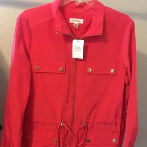 NWT Calvin Klein Rain Utility Jacket Watermelon
